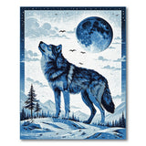 Howling Wolf Blue Moon Snowy Wilderness Rug