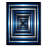 Navy Blue Silver Tunnel Illusion Area Rug