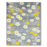 Grey Vintage Grey Daisy Floral Area Rug