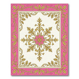 Ornate Pink Gold Floral Area Rug