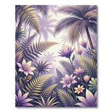 Lush Purple Jungle Ferns Blooms Area Rug