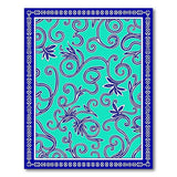 Teal Navy Vine Swirl Area Rug