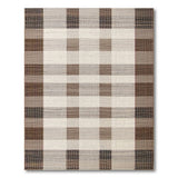 Rustic Farmhouse Brown Tan Woven Plaid Area Rug