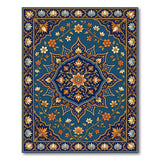 Blue and Teal Teal Persian Medallion Floral Area Rug