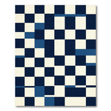 Navy Blue Checkered Geometric Area Rug