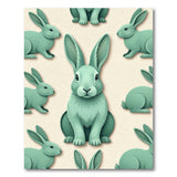 Playful Green Bunny Cutout Area Rug