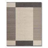 Neutral Grey Striped Geometric Area Rug