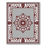 Grey Maroon Mandala Traditional Persian Area Rug