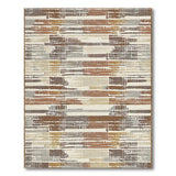 Brown Tan Geometric Stripe Area Rug