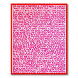Pink Glitch Typography Area Rug with Red Border
