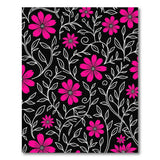 Vibrant Pink Floral Line Art Area Rug