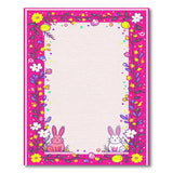 Whimsical Easter Bunny Floral Kids Rug