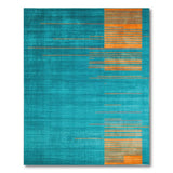 Teal Orange Geometric Stripe Area Rug