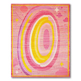 Vibrant Pink Rainbow Oval Geometric Rug
