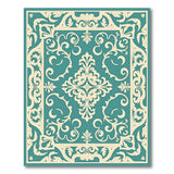Traditional Persian Blue and Teal Ornate Teal Medallion Area Rug