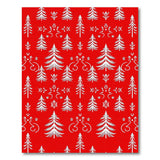 Red Fir Tree Folk Pattern Area Rug