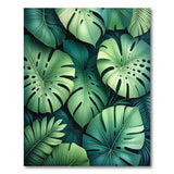 Green Boho Chic Lush Monstera Leaves Green Area Rug
