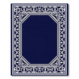 Navy Blue Ornate Filigree Border Area Rug