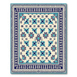 Teal Blue Persian Floral Motif Rug