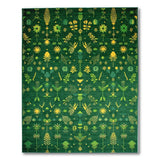 Emerald Green Yellow Botanical Geometric Rug