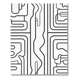 Abstract Geometric Line Art Black White Area Rug