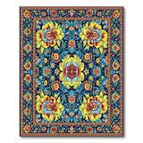 Persian Floral Medallion Area Rug in Vibrant Navy