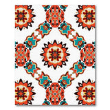 Vibrant Red Teal Heritage Tribal Mandala Rug