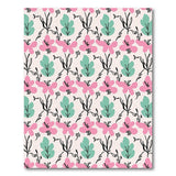 Whimsical Pink Flower Green Leaf Area Rug
