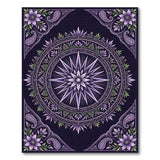 Purple Starburst Mandala Area Rug with Paisley Florals
