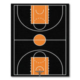 Geometric Modern Orange Basketball Court Line Art Area Rug
