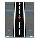 Pixel Airplane Runway Skyscrapers Area Rug