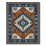 Navy Blue Terracotta Southwestern Geometric Area Rug