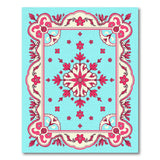 Teal Blue Pink Floral Persian Medallion Rug