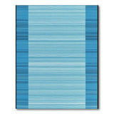 Blue Striped Area Rug with Navy Borders