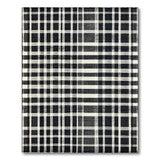 Black White Plaid Woven Fringe Area Rug