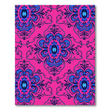 Vibrant Pink Navy Damask Floral Area Rug
