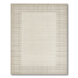 Beige and Neutral Beige Lattice Border Area Rug