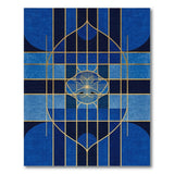 Navy Blue Gold Geometric Arch Area Rug