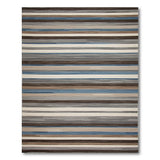 Modern Horizontal Striped Area Rug in Grey Blue Brown