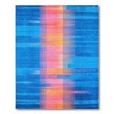 Vibrant Blue Multi-Stripe Geometric Area Rug