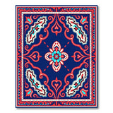 Navy Blue Traditional Persian Area Rug with Red Border