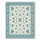 Teal Floral Traditional Persian Area Rug