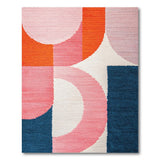 Vibrant Geometric Abstract Area Rug in Pink Orange Navy