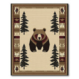 Grizzly Bear Pine Trees Southwestern Rug