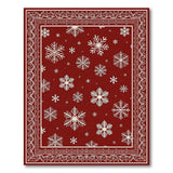 Red Snowflake Ornate Border Area Rug