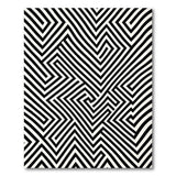 Bold Black White Maze Geometric Area Rug