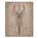 Beige Spotted Deer Head Leaf Border Rug