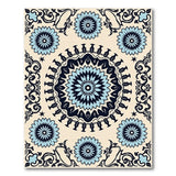 Blue Floral Mandala Area Rug with Ornate Borders