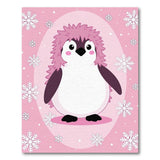 ODIKA Pink Penguin Washable Kids Rug, Low Pile Non-Slip Nursery Area Carpet