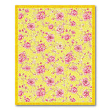 Yellow Vintage Pink Peony Floral Area Rug on Yellow
